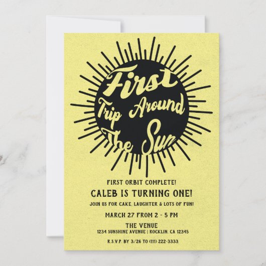 Eerste reis rond de zon Retro 1e verjaardag Kaart (Voorkant)