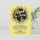 Eerste reis rond de zon Retro 1e verjaardag Kaart (Staand voorkant)