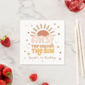 Eerste reis rond de zon Retro 1e verjaardag Servet (Insitu)