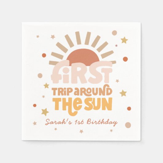 Eerste reis rond de zon Retro 1e verjaardag Servet (Voorkant)