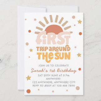 Eerste reis rond de zon Retro Boho 1e verjaardag Kaart