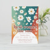 Eerste reis rond de zon | Retro Daisy Rainbow Kaart (Staand voorkant)