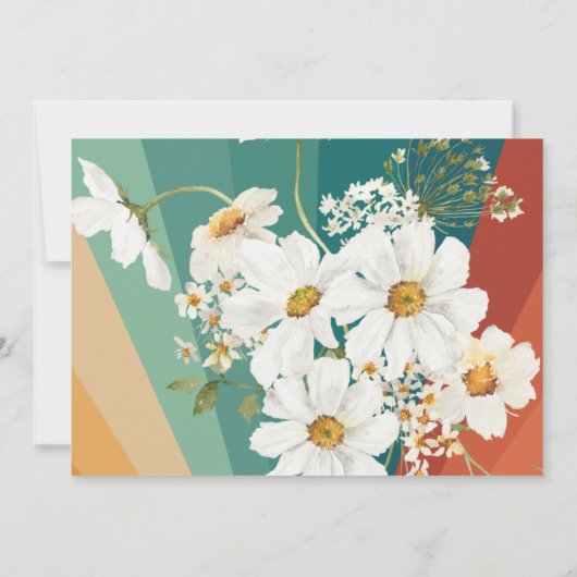 Eerste reis rond de zon | Retro Daisy Rainbow Kaart (Achterkant)