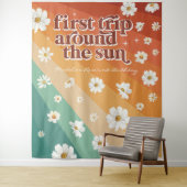 Eerste reis rond de zon | Retro madeliefje regenbo Wandkleed (In situ)