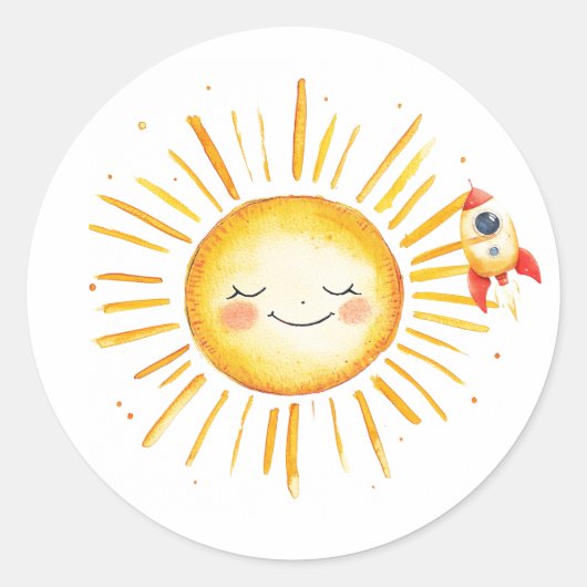 Eerste reis rond de zon ronde sticker (Voorkant)