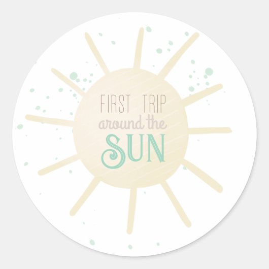 Eerste reis rond de zon ronde sticker (Voorkant)