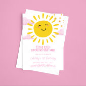 Eerste reis rond de zon roze 1e verjaardag kaart