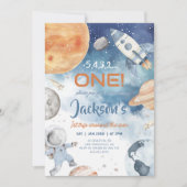 Eerste reis rond de zon, ruimte 1e verjaardag kaart (Voorkant)