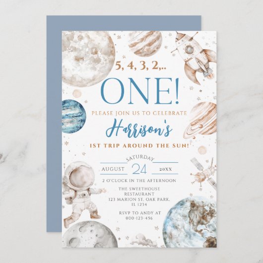 Eerste reis rond de zon ruimte 1e verjaardag kaart (Voorkant / Achterkant)