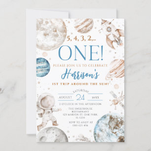 Eerste reis rond de zon ruimte 1e verjaardag kaart