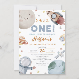 Eerste reis rond de zon ruimte 1e verjaardag kaart