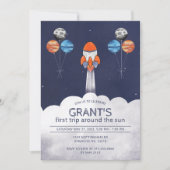 Eerste reis rond de zon ruimte 1e verjaardag kaart (Voorkant)