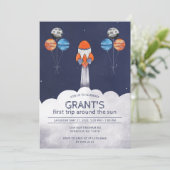 Eerste reis rond de zon ruimte 1e verjaardag kaart (Staand voorkant)