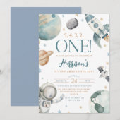 Eerste reis rond de zon ruimte 1e verjaardag kaart (Voorkant / Achterkant)