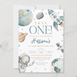 Eerste reis rond de zon ruimte 1e verjaardag kaart