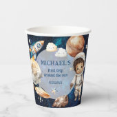 Eerste reis rond de zon ruimte 1e verjaardag papieren bekers (Voorkant)