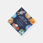 Eerste reis rond de zon ruimte 1e verjaardag servet (Hoek)