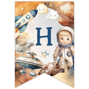 Eerste reis rond de zon ruimte 1e verjaardag vlaggetjes