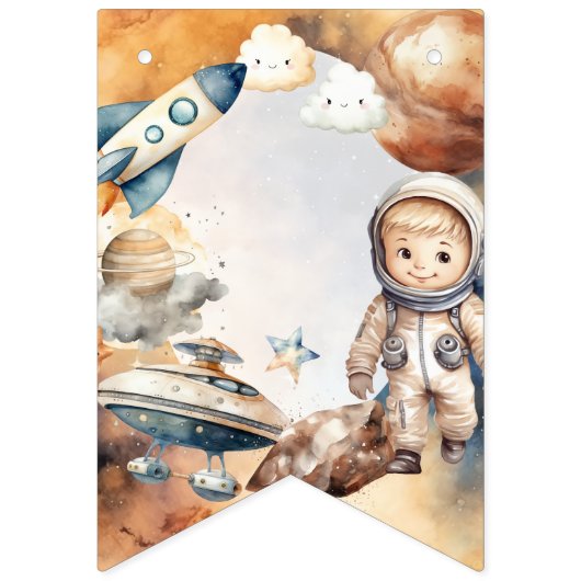 Eerste reis rond de zon ruimte 1e verjaardag vlaggetjes (Eerste vlag)