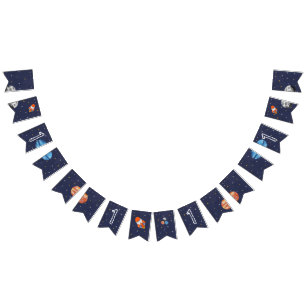 Eerste reis rond de zon ruimte 1e verjaardag vlaggetjes