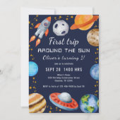 Eerste reis rond de zon ruimte 1e verjaardagsfeest kaart (Voorkant)