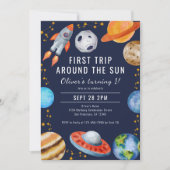 Eerste reis rond de zon ruimte 1e verjaardagsfeest kaart (Voorkant)