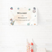 Eerste reis rond de zon ruimte dieren Verjaardag Spandoek (Insitu)