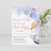 Eerste reis rond de zon ruimte uitnodiging (Staand voorkant)