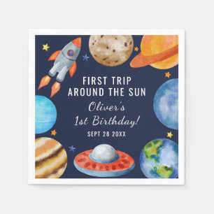 Eerste reis rond de zon Ruimtevaart 1e verjaardag Servet