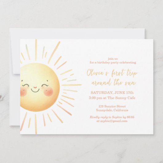 Eerste reis rond de zon Schattige 1e verjaardagsfe Kaart (Voorkant)