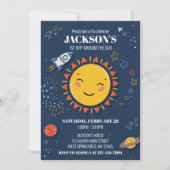 Eerste reis rond de zon Space Birthday Invite Kaart (Voorkant)
