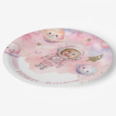 Eerste reis rond de zon Space Girl Astronaut Papieren Bordje (Gekanteld)