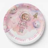 Eerste reis rond de zon Space Girl Astronaut Papieren Bordje (Voorkant)