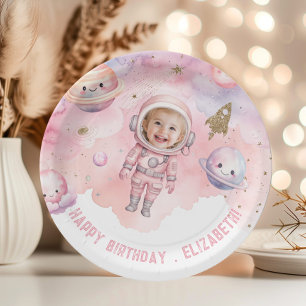 Eerste reis rond de zon Space Girl Astronaut Papieren Bordje