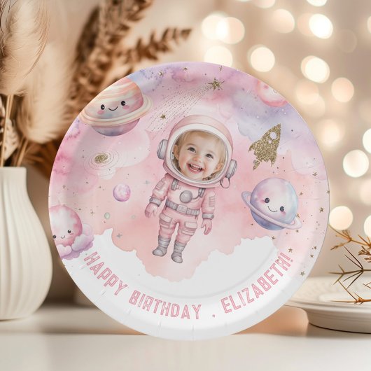 Eerste reis rond de zon Space Girl Astronaut Papieren Bordje