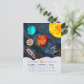 Eerste reis rond de zon Space Theme Boy Planets Briefkaart (Staand voorkant)