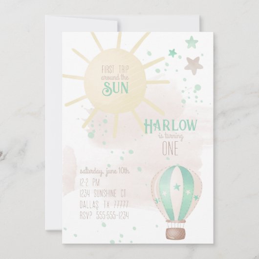 Eerste reis rond de zon sterft de eerste verjaarda kaart (Voorkant)