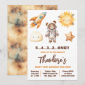 Eerste reis rond de zon, Teddybeer 1e verjaardag Kaart (Voorkant / Achterkant)