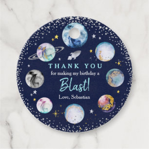 Eerste reis rond de zon tijdens de zomerdag bedankjes labels