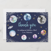 Eerste reis rond de zon tijdens de zomerdag bedankkaart (Voorkant)