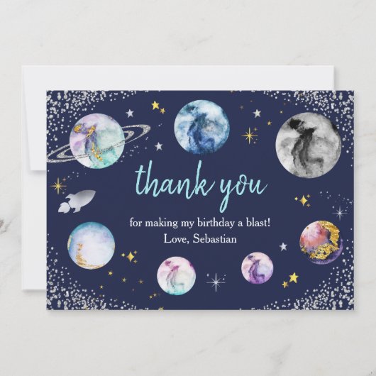 Eerste reis rond de zon tijdens de zomerdag bedankkaart (Voorkant)