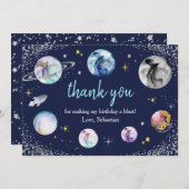 Eerste reis rond de zon tijdens de zomerdag bedankkaart (Voorkant / Achterkant)