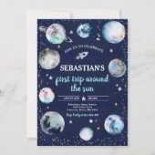 Eerste reis rond de zon tijdens de zomerdag kaart (Voorkant)