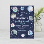 Eerste reis rond de zon tijdens de zomerdag kaart (Staand voorkant)