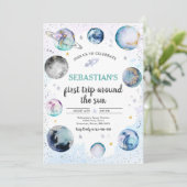 Eerste reis rond de zon tijdens de zomerdag kaart (Staand voorkant)