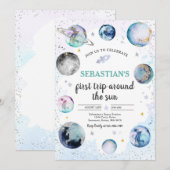 Eerste reis rond de zon tijdens de zomerdag kaart (Voorkant / Achterkant)