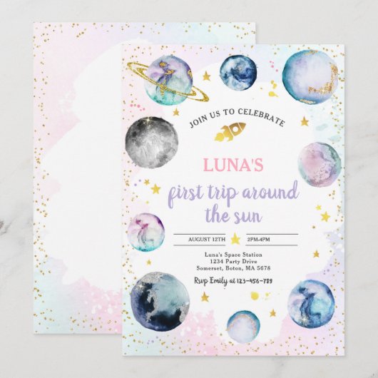 Eerste reis rond de zon tijdens de zomerdag kaart (Voorkant / Achterkant)