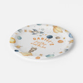 Eerste reis rond de zon tijdens de zomerdag papieren bordje (Gekanteld)