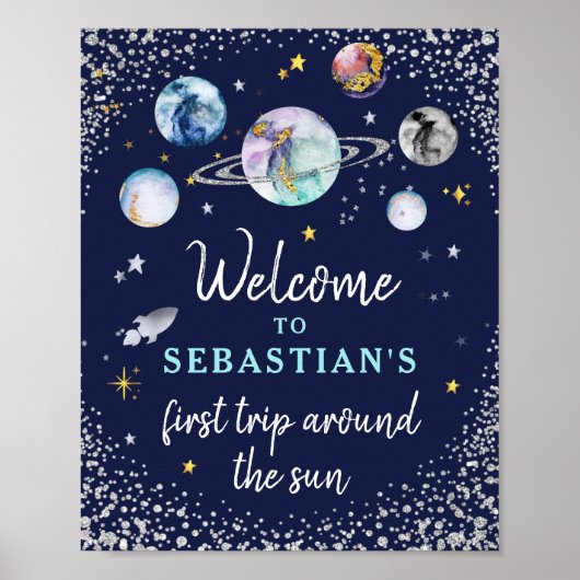 Eerste reis rond de zon tijdens de zomerdag poster (Voorkant)