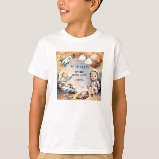 Eerste reis rond de zon tijdens de zomerdag t-shirt (Voorkant)